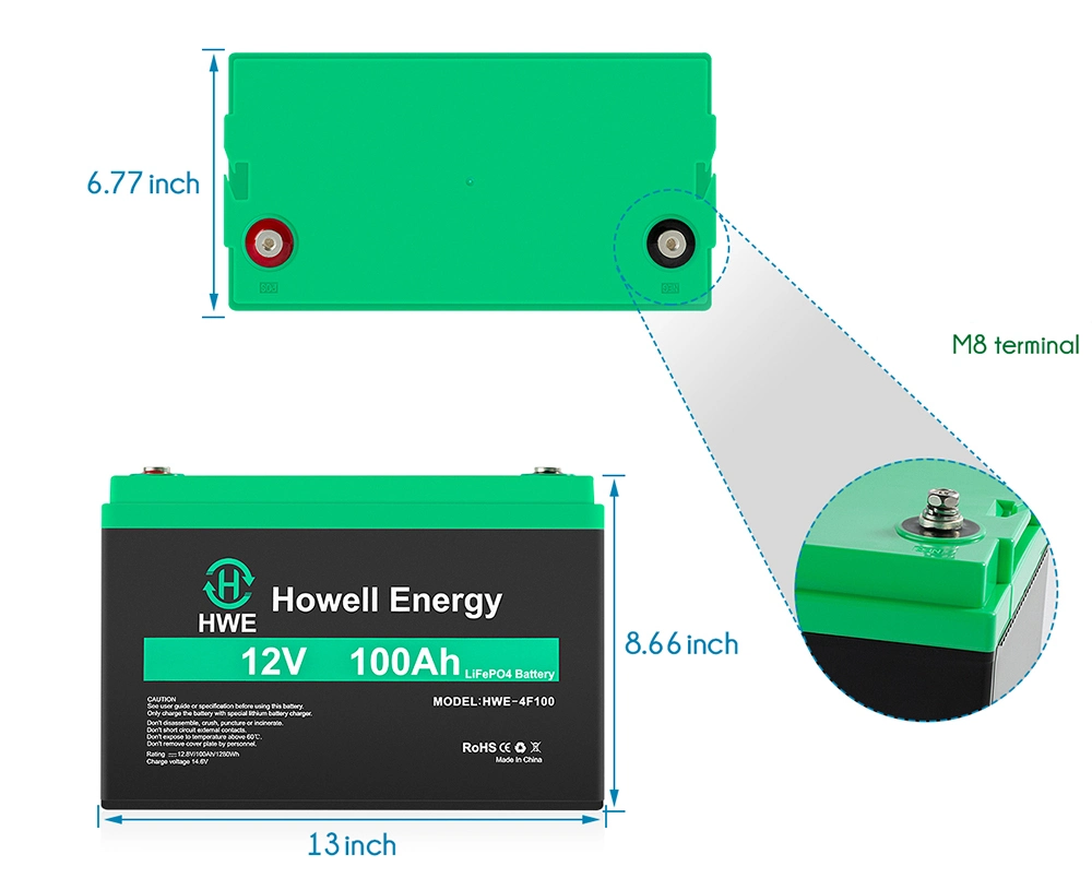 Hwe Deep Cycle Solar Li Ion Battery Pack 12V 24V 48V 50ah 100ah 120ah 150ah 200ah 300ah LiFePO4 Lithium Ion Battery for RV Golf Cart